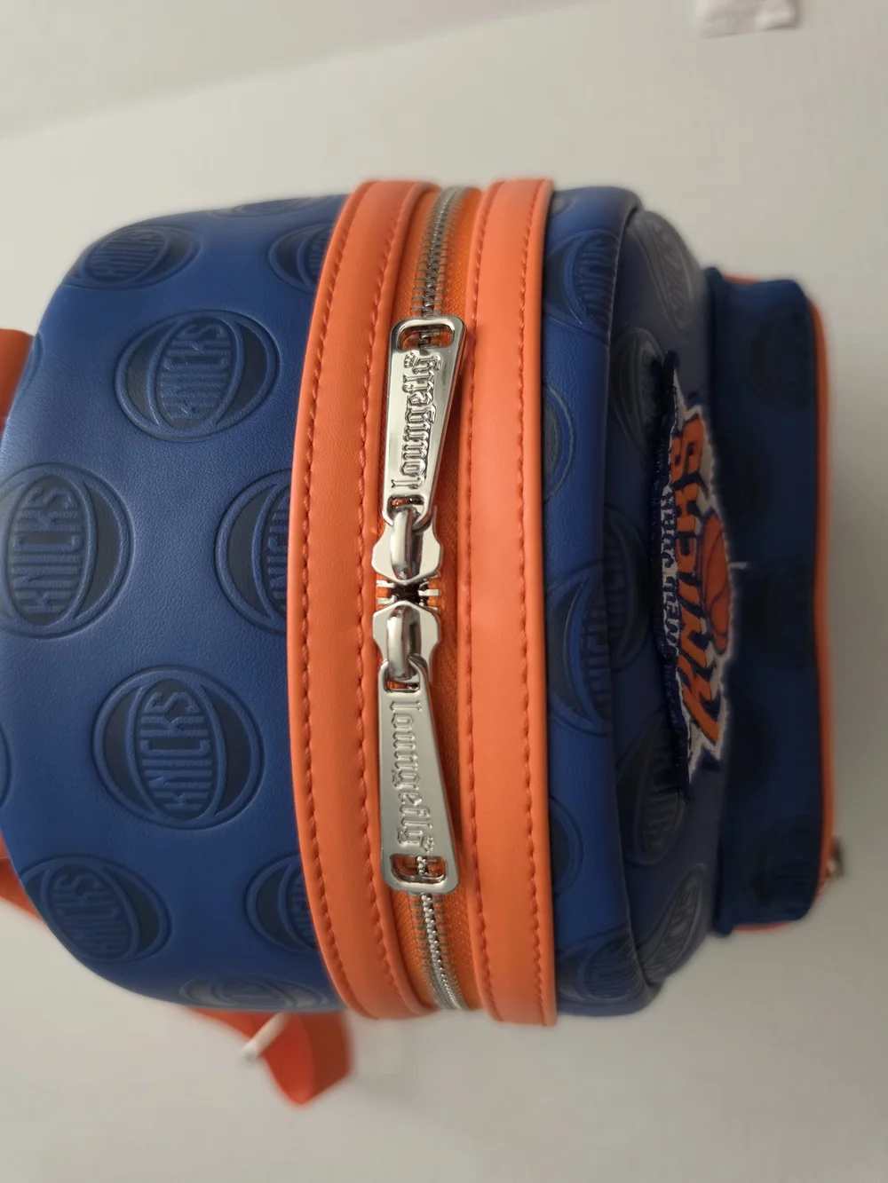 Loungefly NBA New York Knicks Mini Backpack Blue & Orange Faux Leather Logo